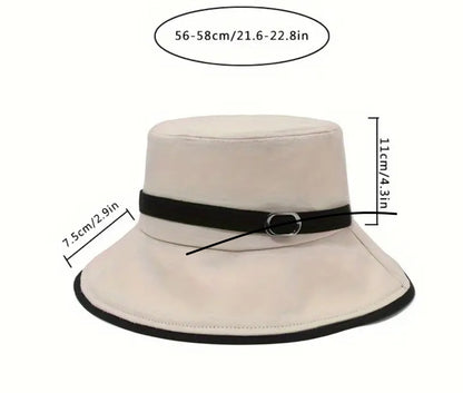 Cream black belt hat