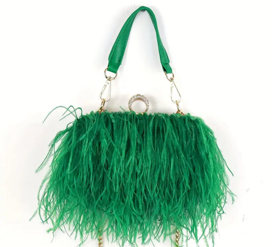 Green Ostrich Feather Bag