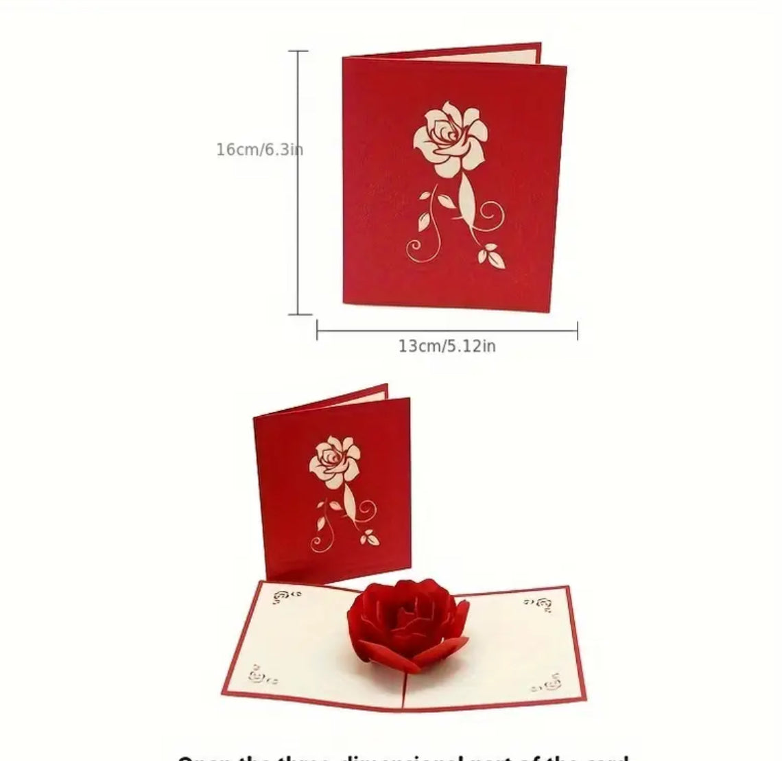 3D Pop-Up Greeting Card - Red Rose