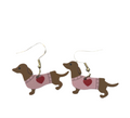 Dachshund heart coat earrings