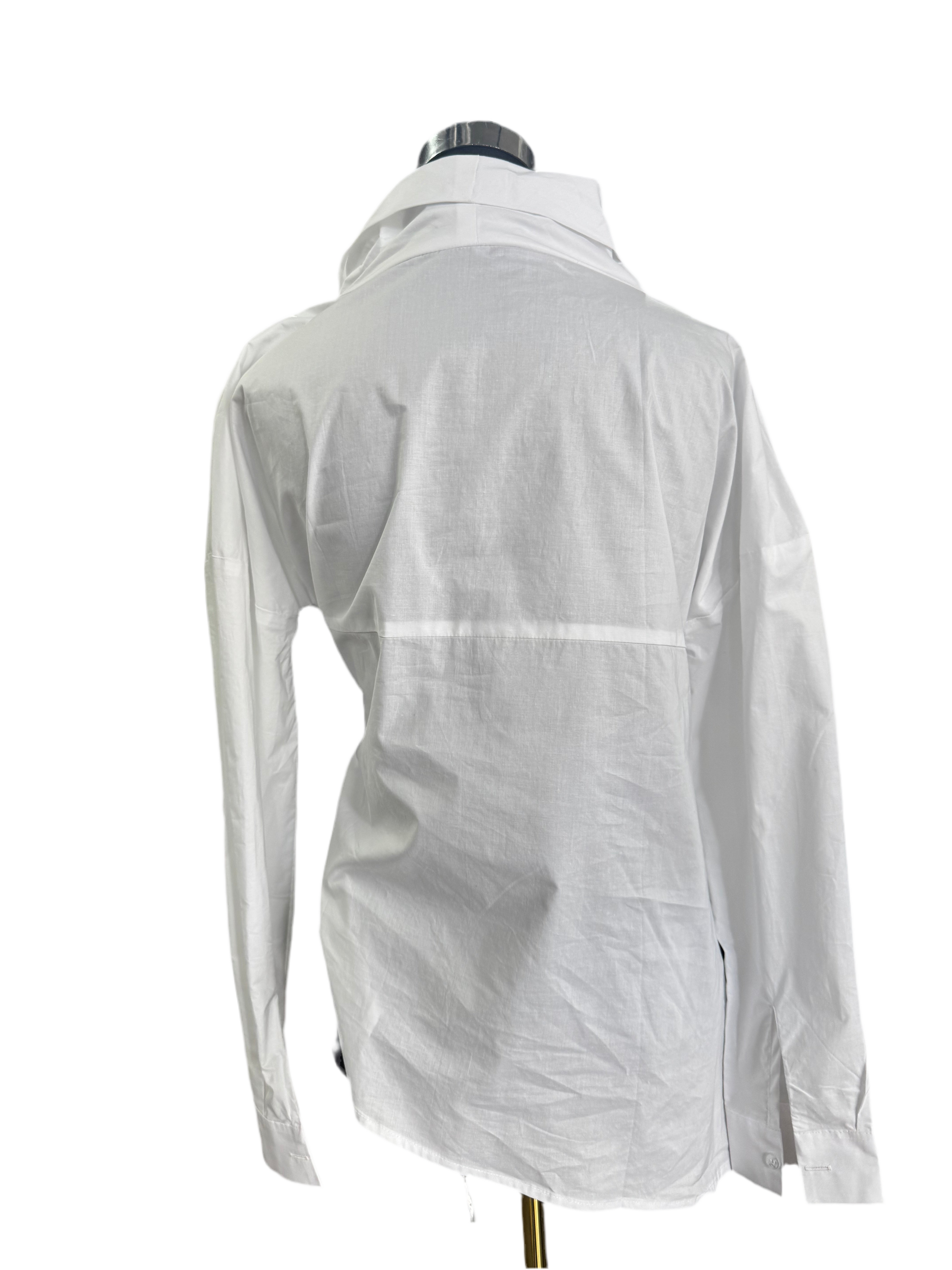 Draped Cowl-Neck Cotton Tunic