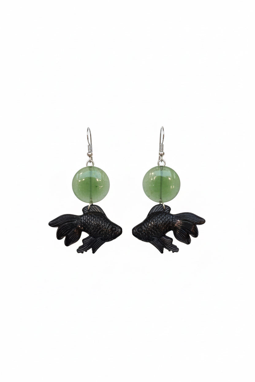 Goldfish with Glass Bubbles Earrings