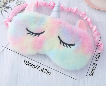 Fluffy unicorn sleep mask