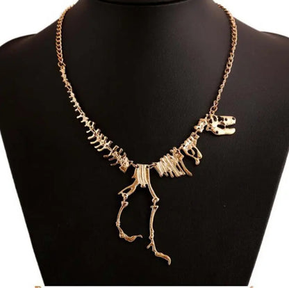 Dinosaur skeleton necklace ( gold or silver)