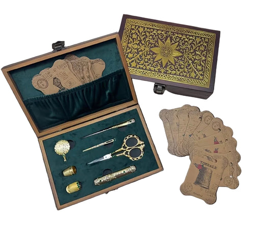 Vintage Sewing Kit in Wooden Box
