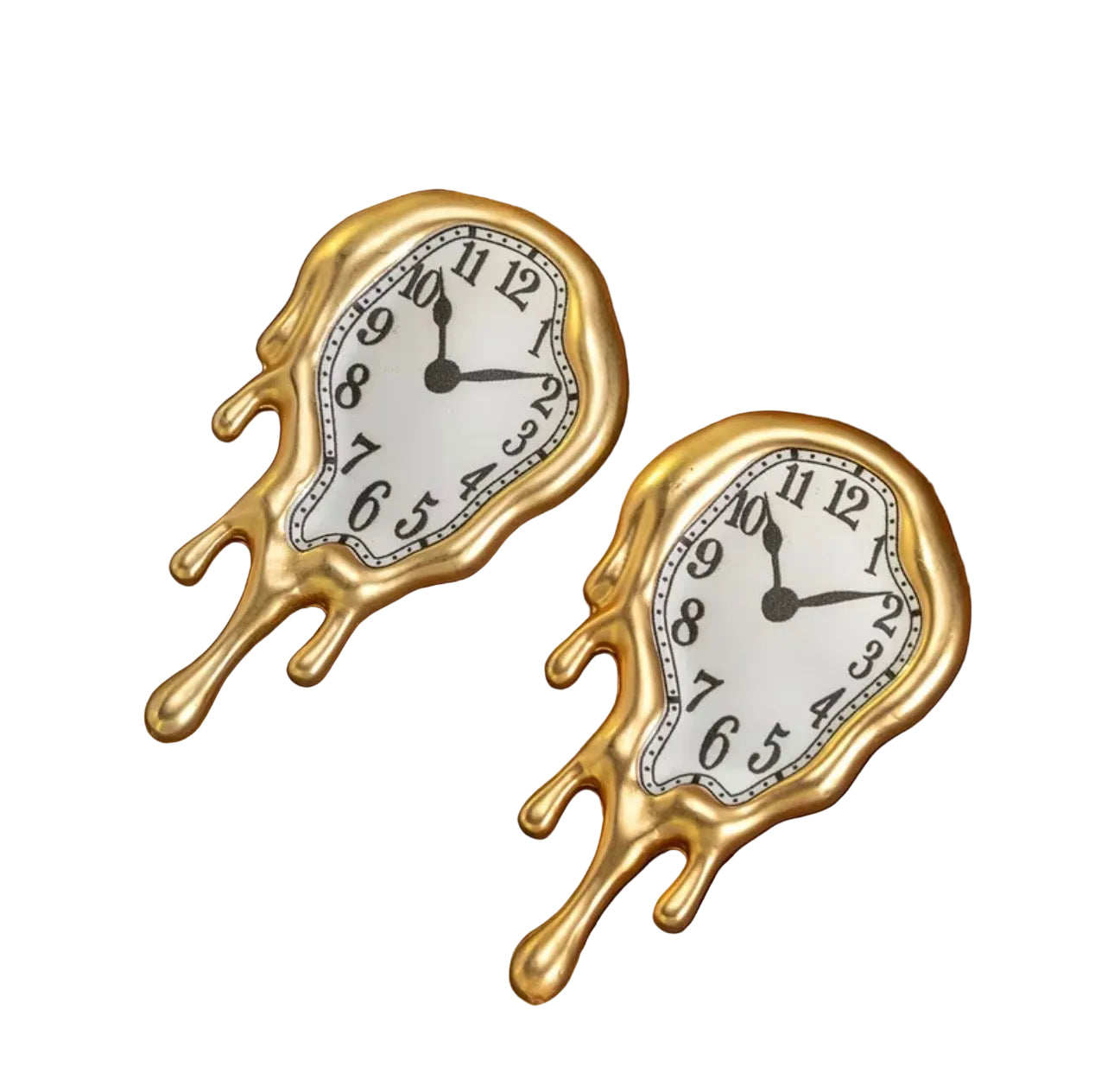 Melted clock earrings