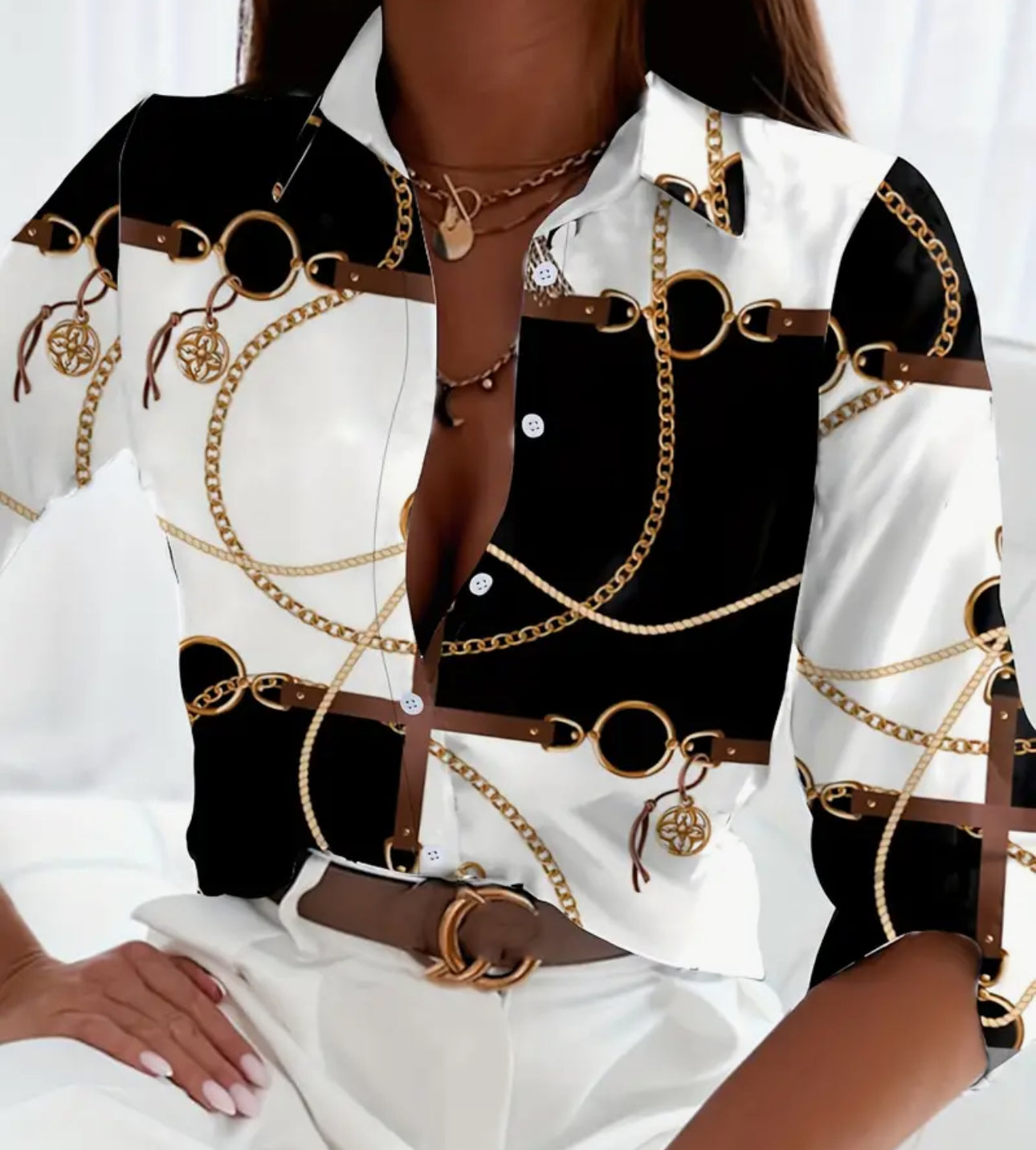Chemise à col imprimé chaîne
