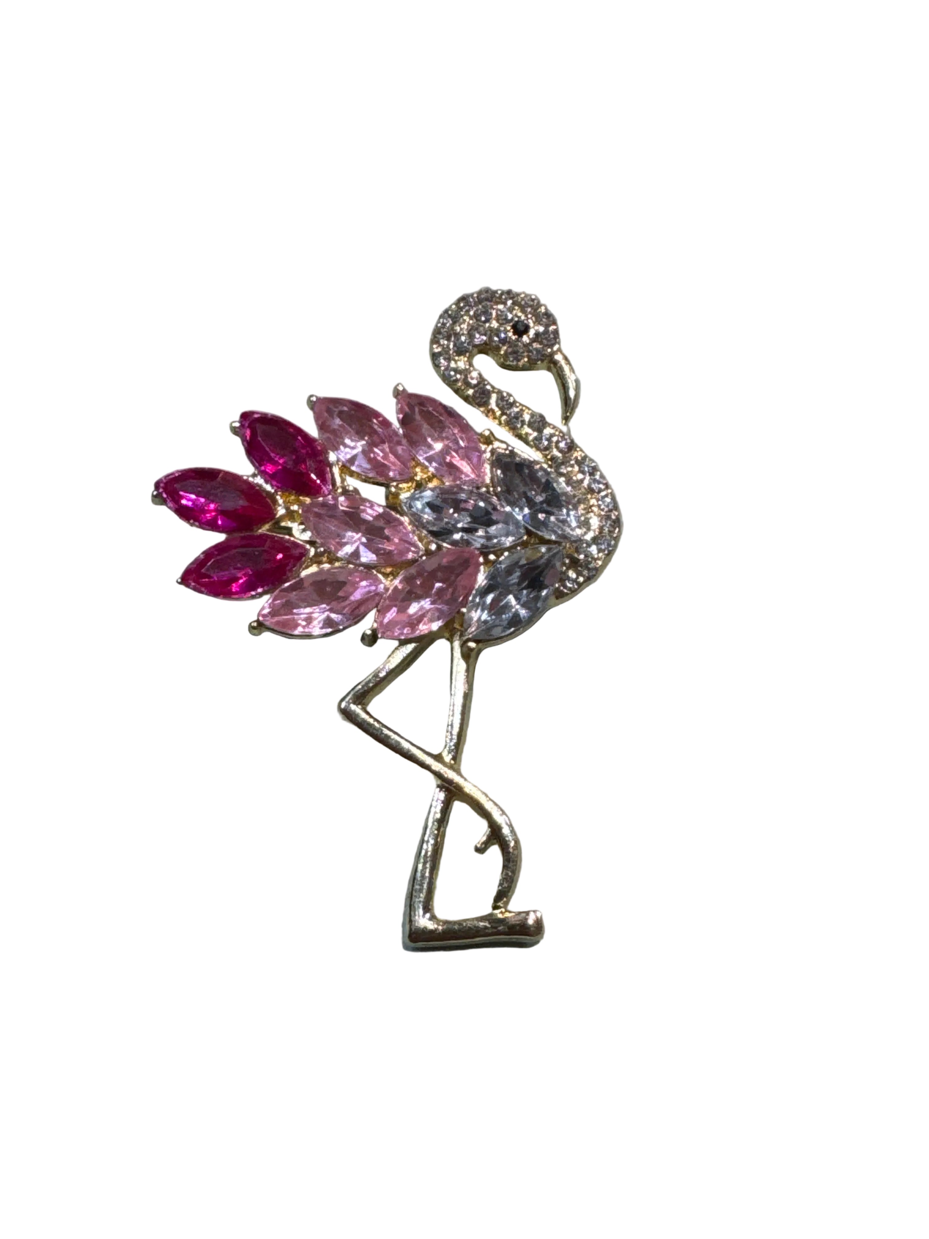 Zirconia Flamingo Brooch