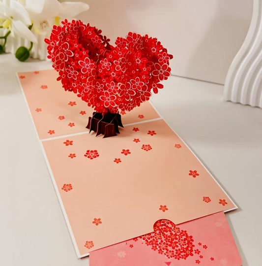 3D Hearts in a Tree Greeting Card