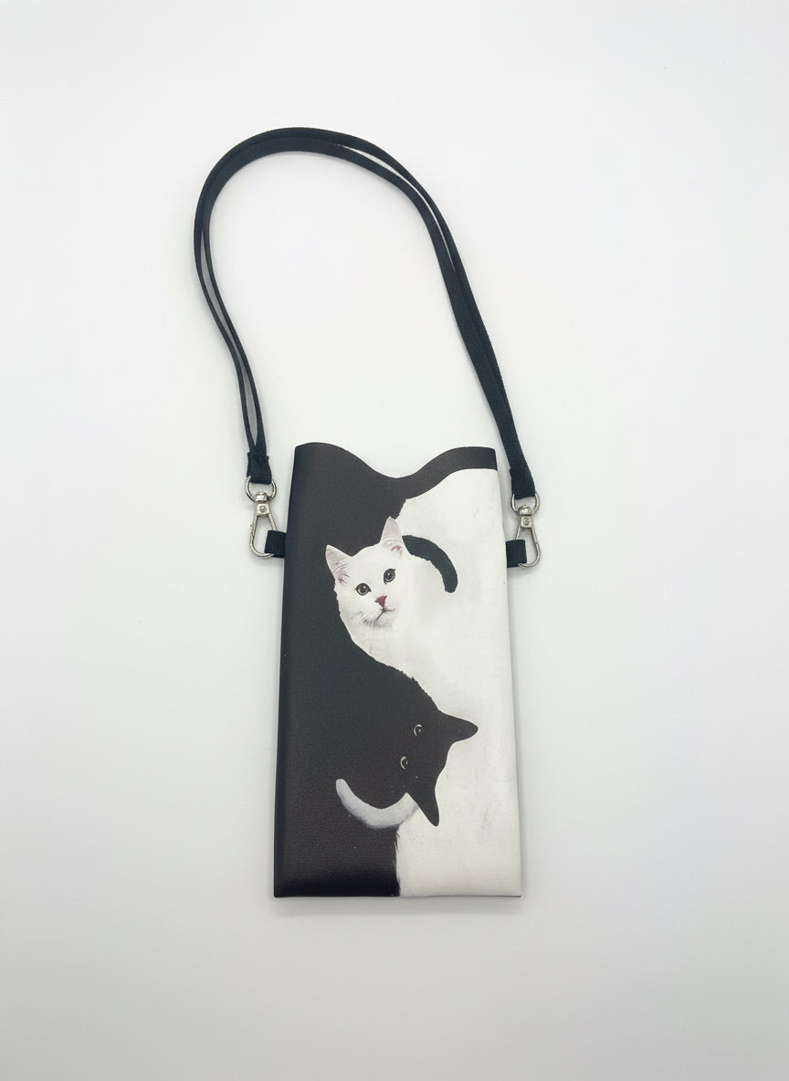 Black and White Cat Phone Bag