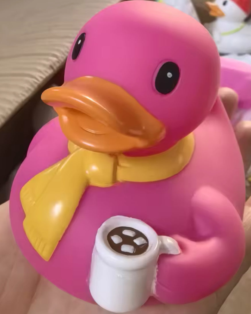 Canard en caoutchouc rose avec tasse 8 cm