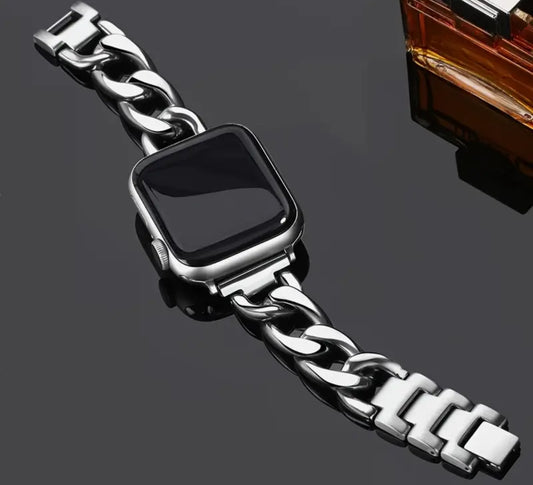 Silver Stainless Steel Apple Watch band.