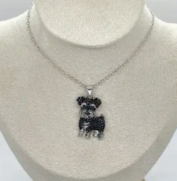 Schnauzer dog zirconia necklace