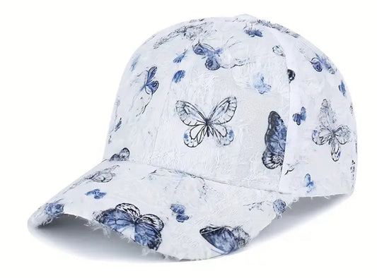 White butterfly basketball cap