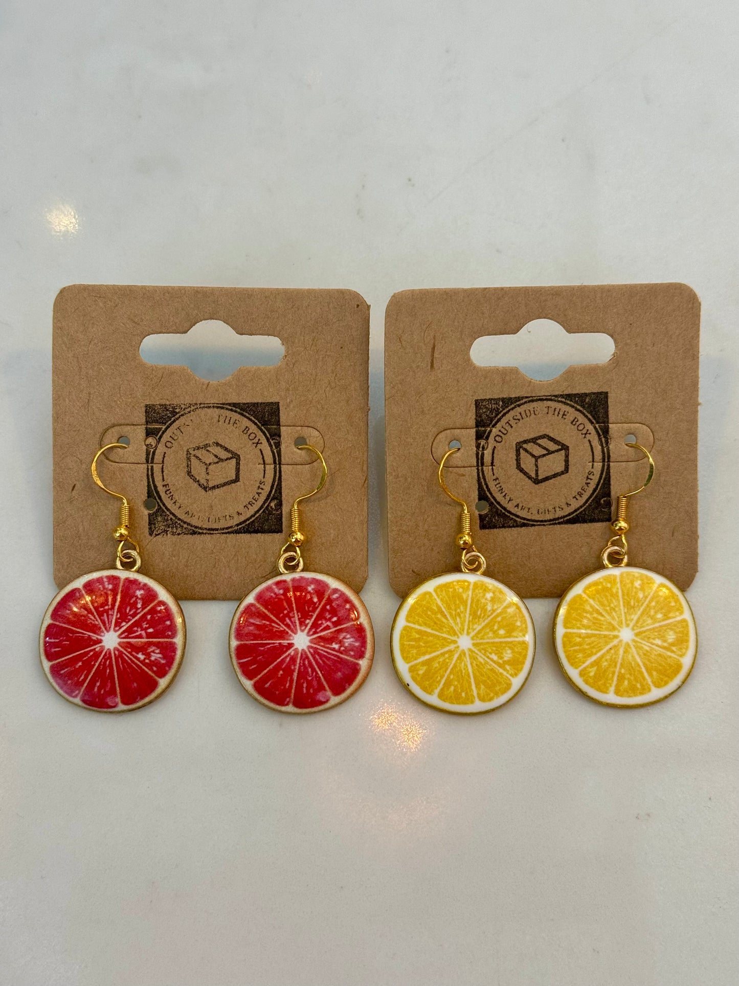 Grapefruit / Lemon slice sterling silver earrings