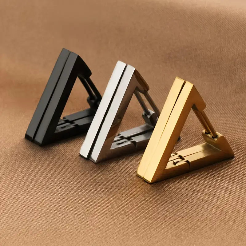 Boucles d'oreilles punk triangulaires en acier inoxydable