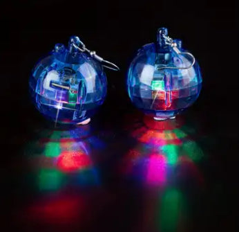 LED blue light disco ball earrings