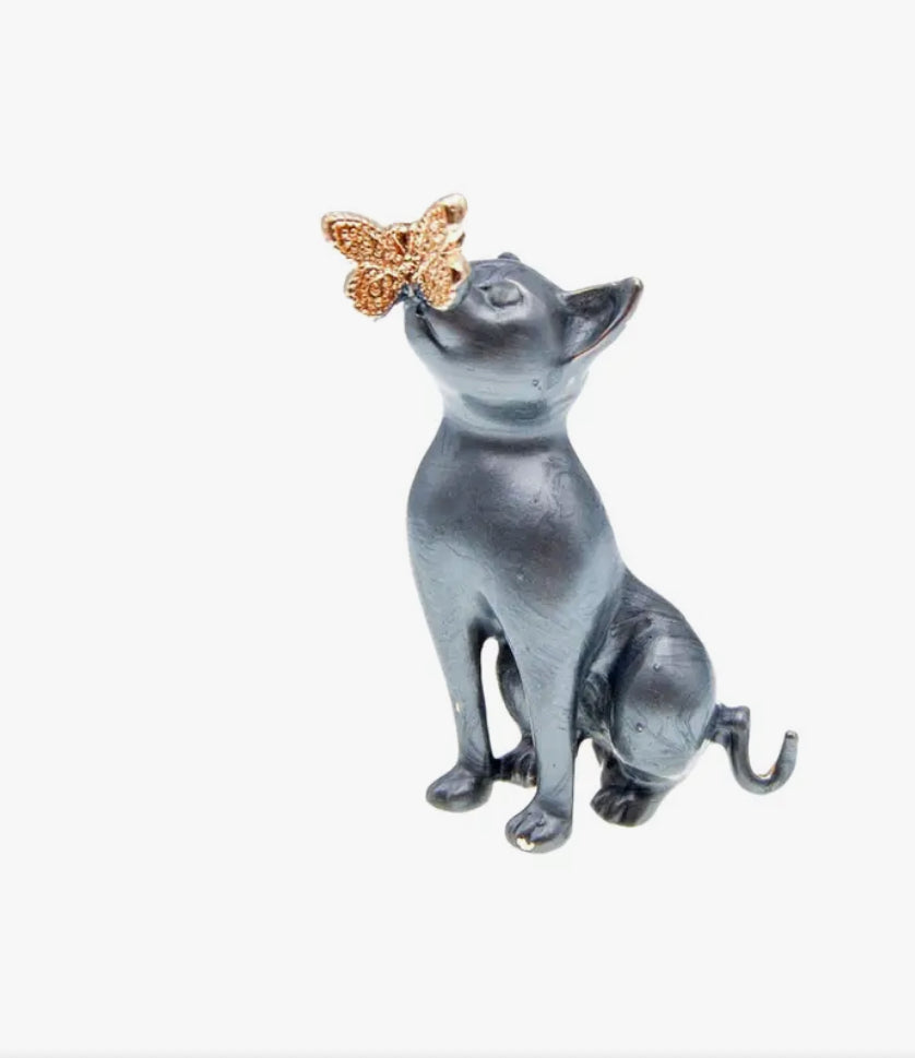 Cat and Butterfly Brooch