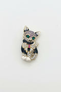 Diamanté Cat Brooch