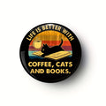 Coffee, Cats & Books Brooch
