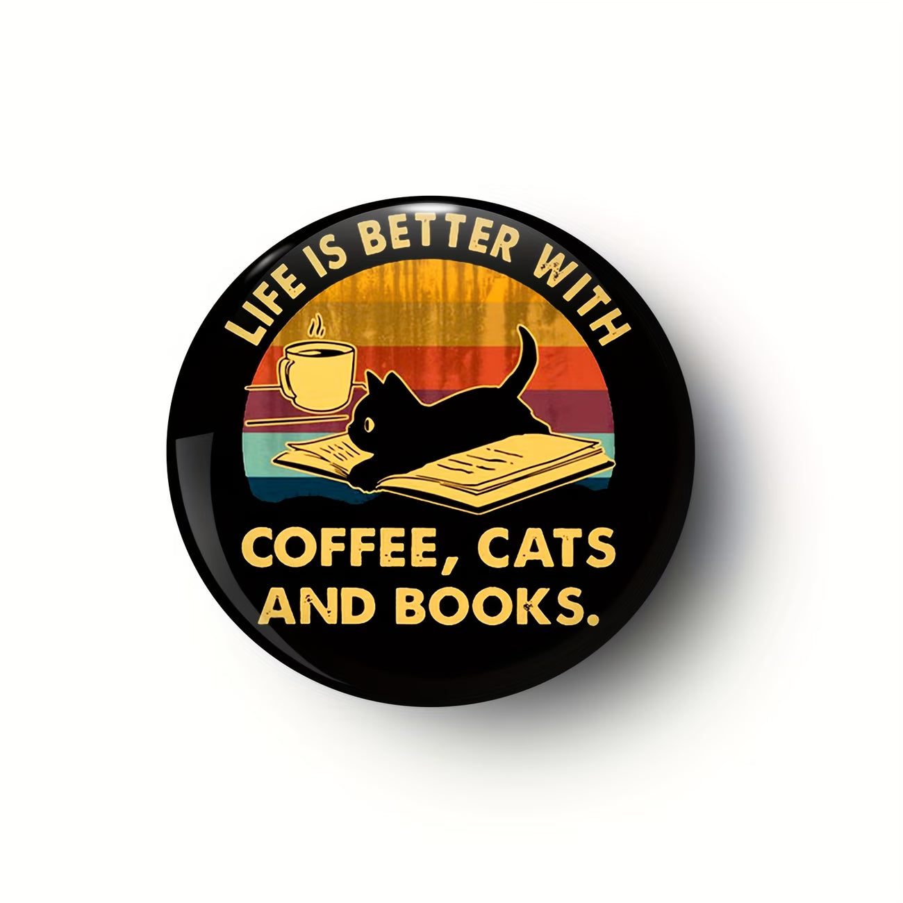 Coffee, Cats & Books Brooch