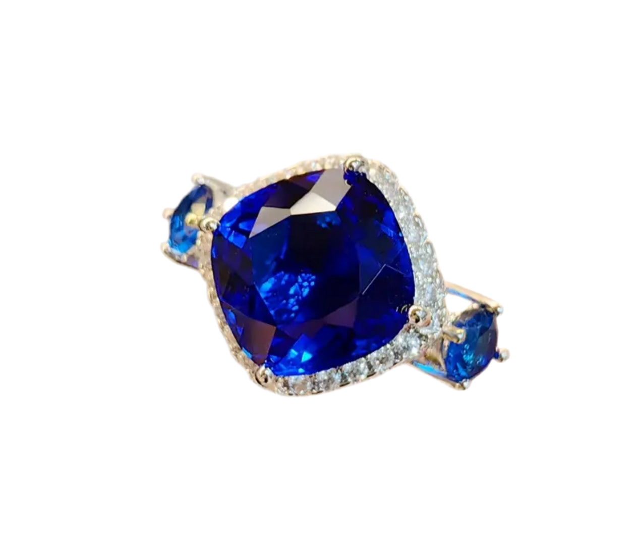 Platinum plated Blue Zirconia ring