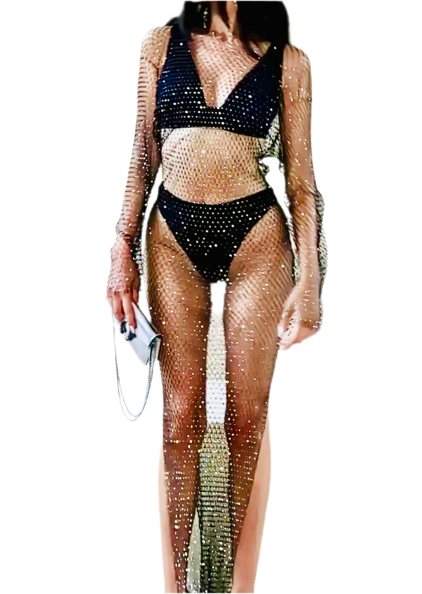 Diamante Fishnet Dress