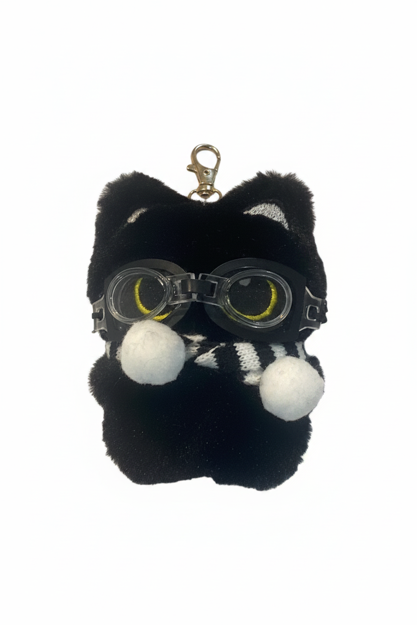 Pilot Black Cat Keychain or Bag Charm