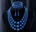 Blue Pearl Necklace, Bracelet & Earrings Set