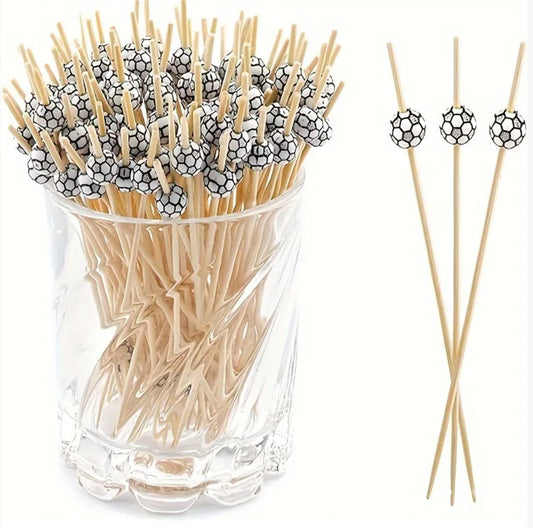 Soccer ball bamboo cocktail sticks