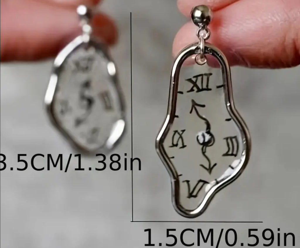 Boucles d'oreilles horloge en or avec tiges en argent sterling