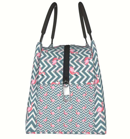 Striped flamingo insulated lunch bag