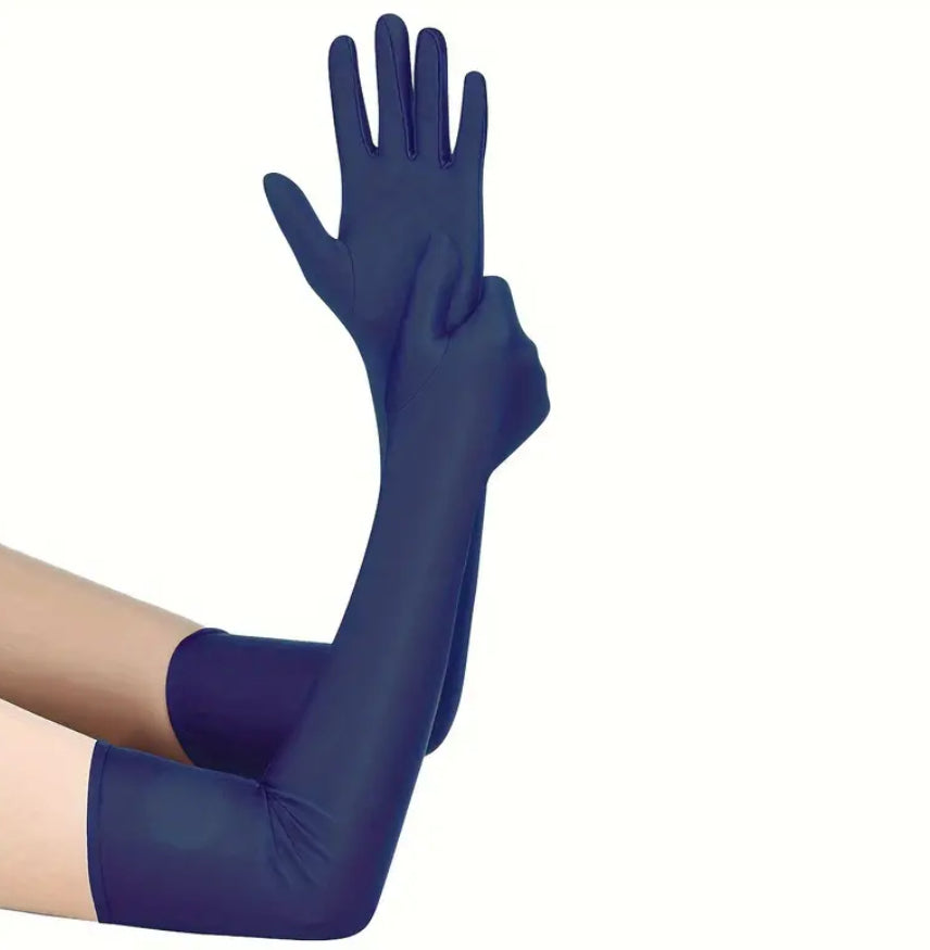 Navy blue long gloves