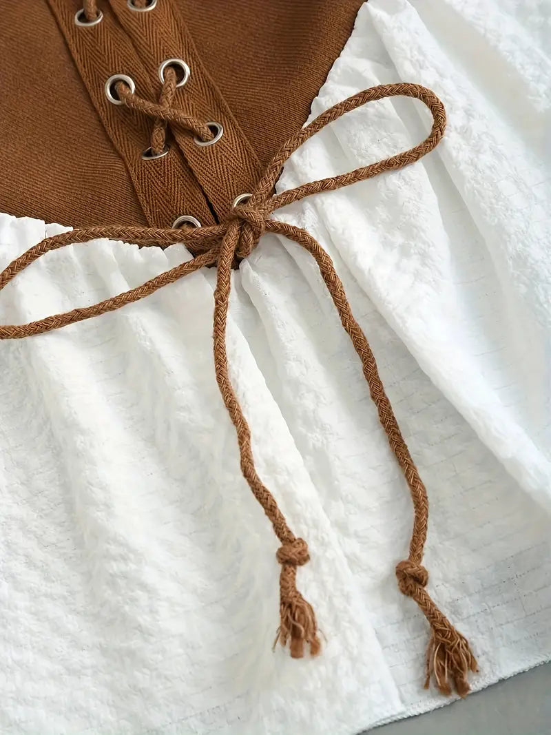 Renaissance Off-Shoulder Blouse with Faux Corset Waist