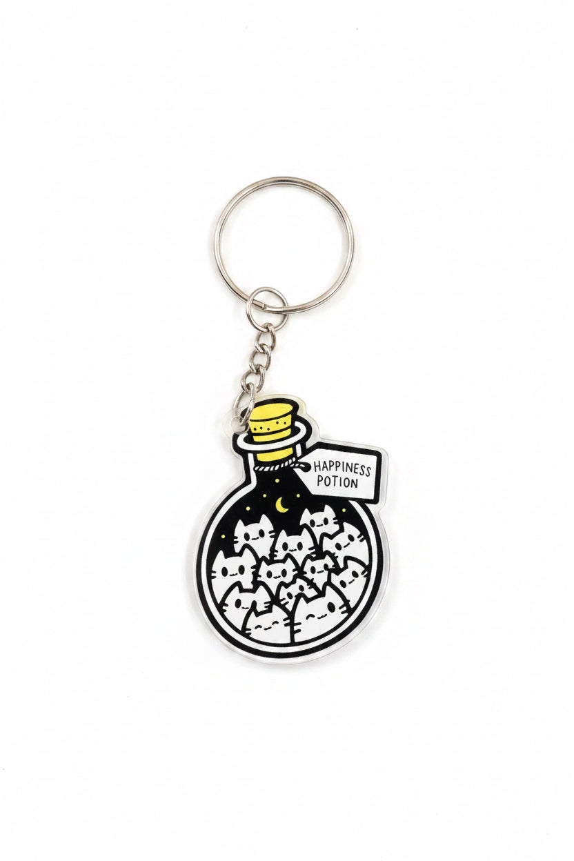 Cats Happiness Potion Keychain