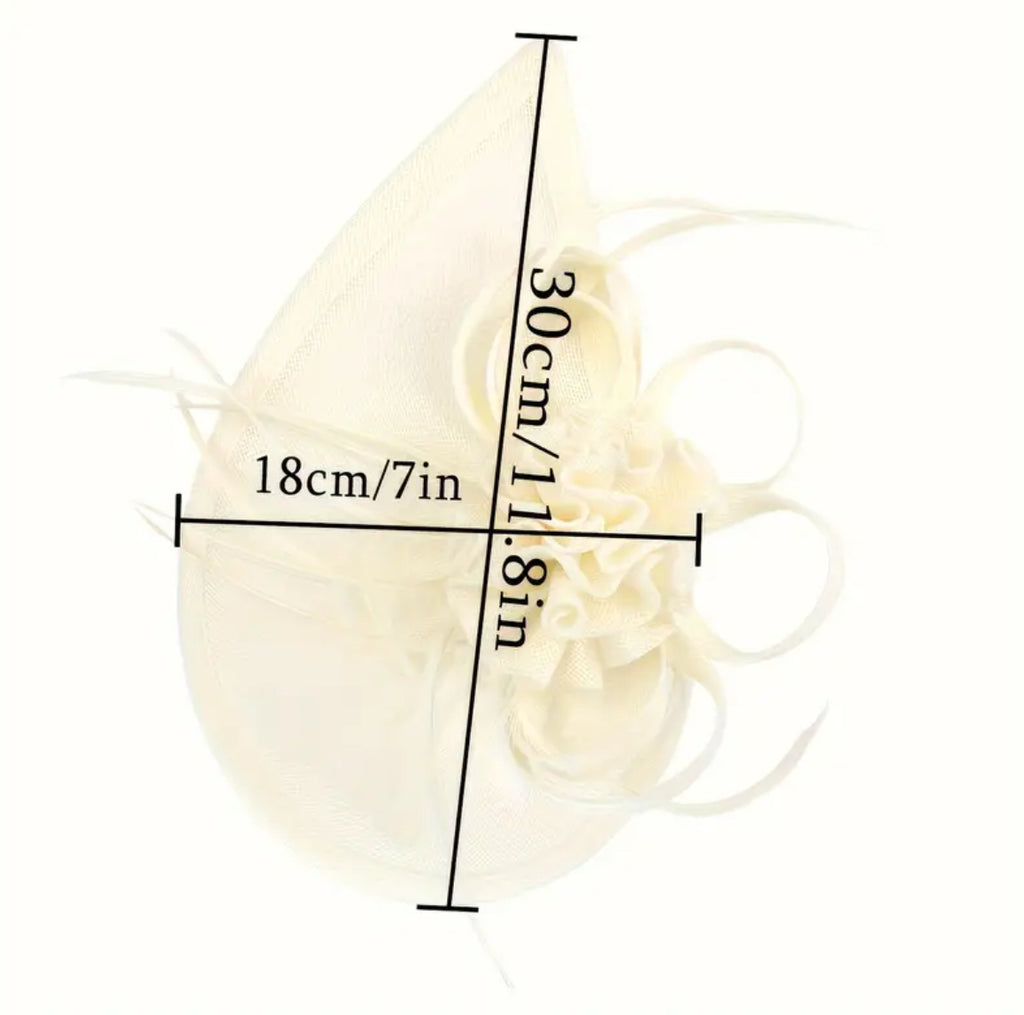 Chapeau Derby Fascinator à plumes et fleurs roses