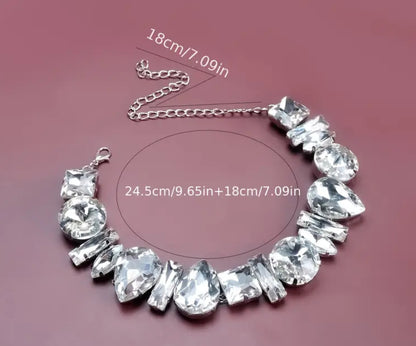 Large Zirconia crystal necklace choker