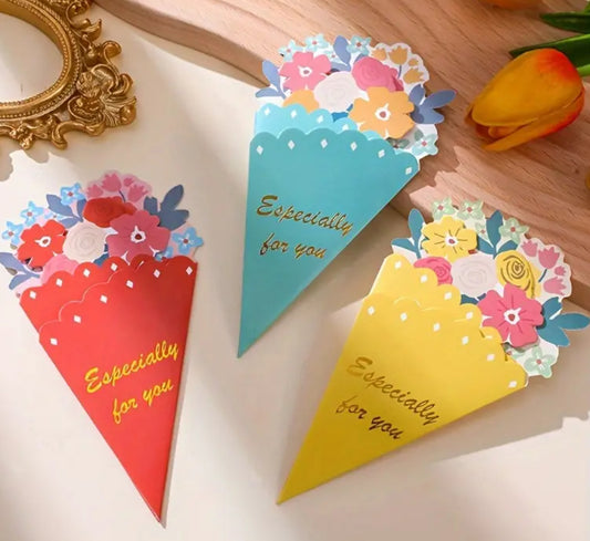 3D Pop-Up Greeting Card- Flower Bouquet