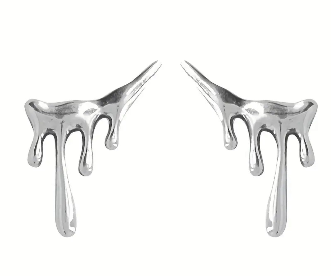 Silver dripping droplet stud earrings