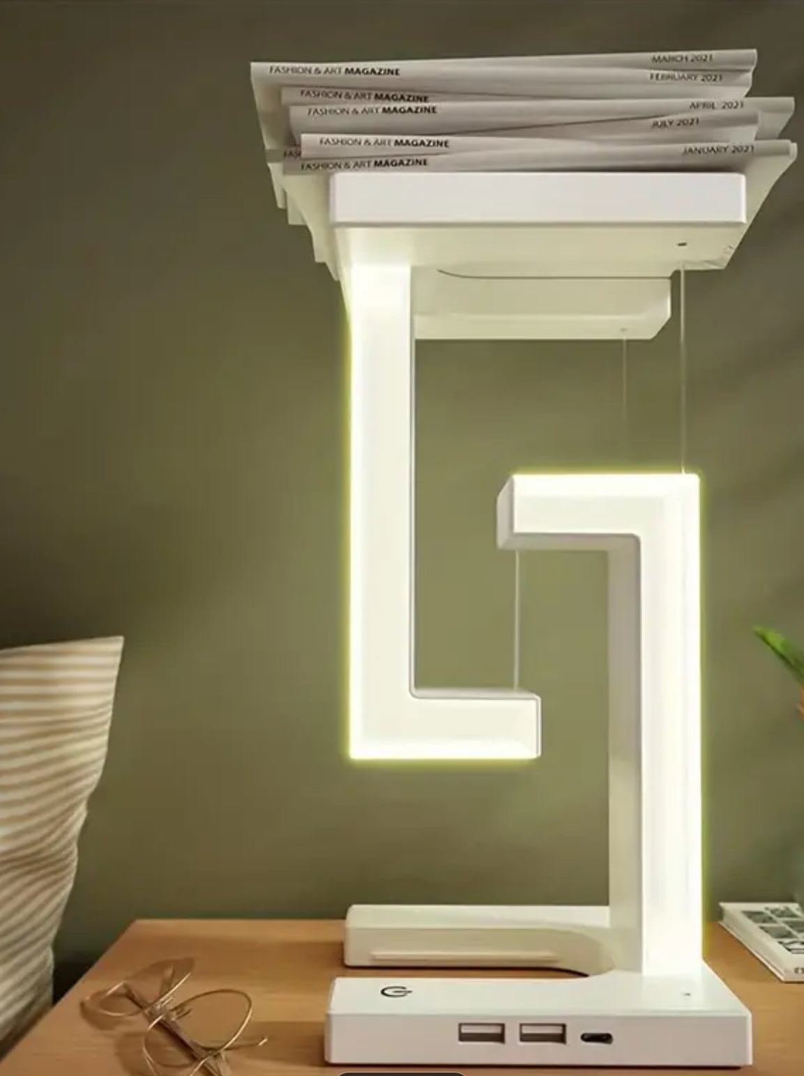 Lampe de bureau suspendue, veilleuse sans fil et chargeur de téléphone