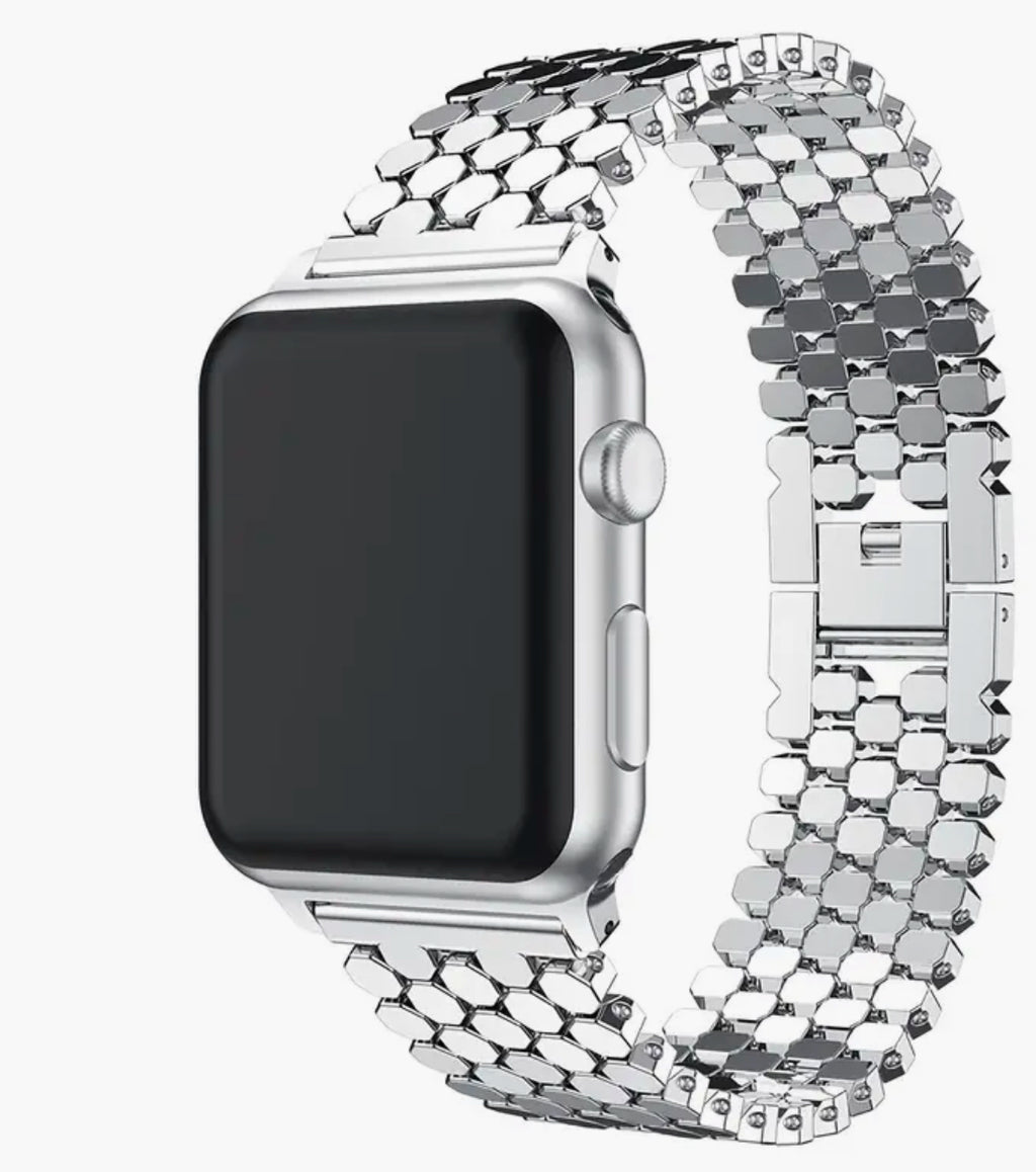 Bracelet Apple Watch 38 mm en acier inoxydable avec motif carreaux