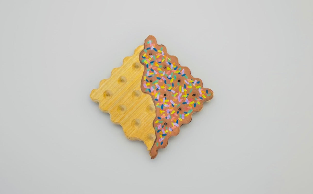 ART &  CRAFT CAFE- Painted wooden coaster