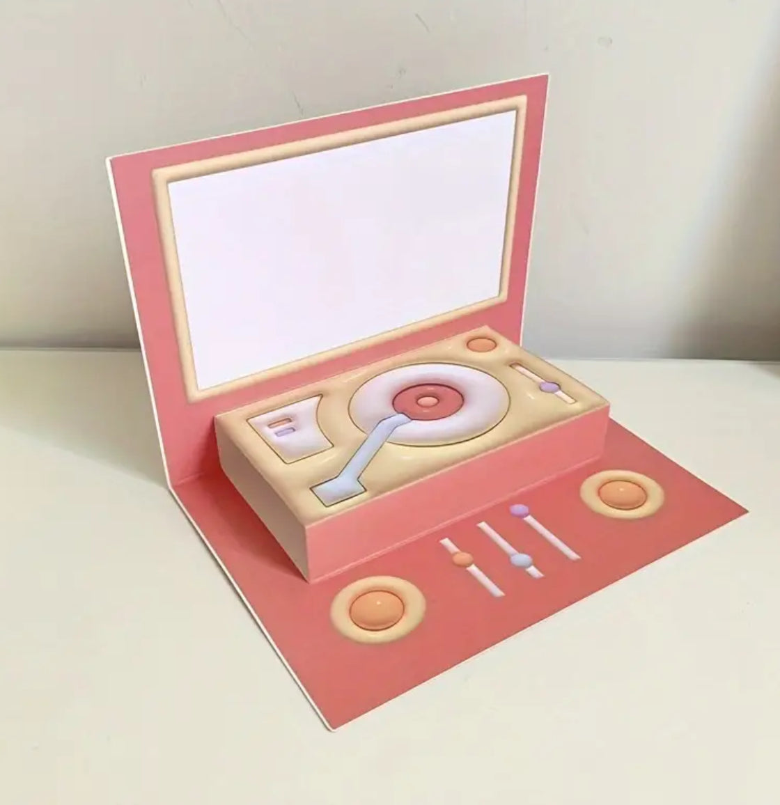 Carte de vœux pop-up 3D - Tourne-disque vinyle
