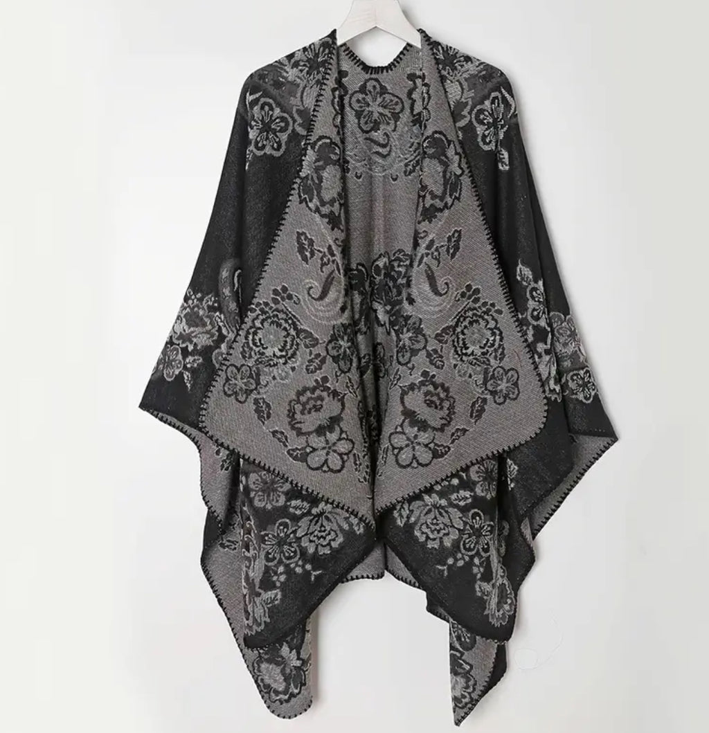 Châle fleuri en jacquard