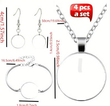 Set of 4- Vinyl record necklace, earrings & Bangle