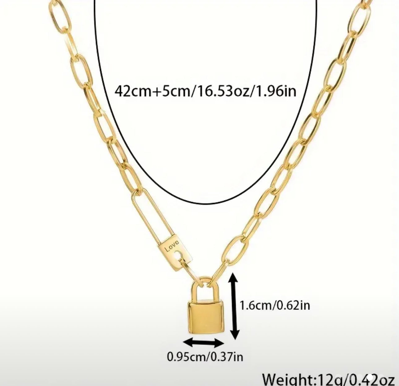 Gold plated Stainless Steel lock necklace