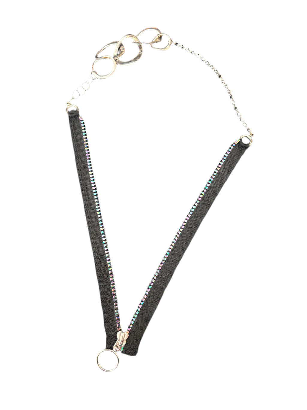 Collier zip et chaîne fait main