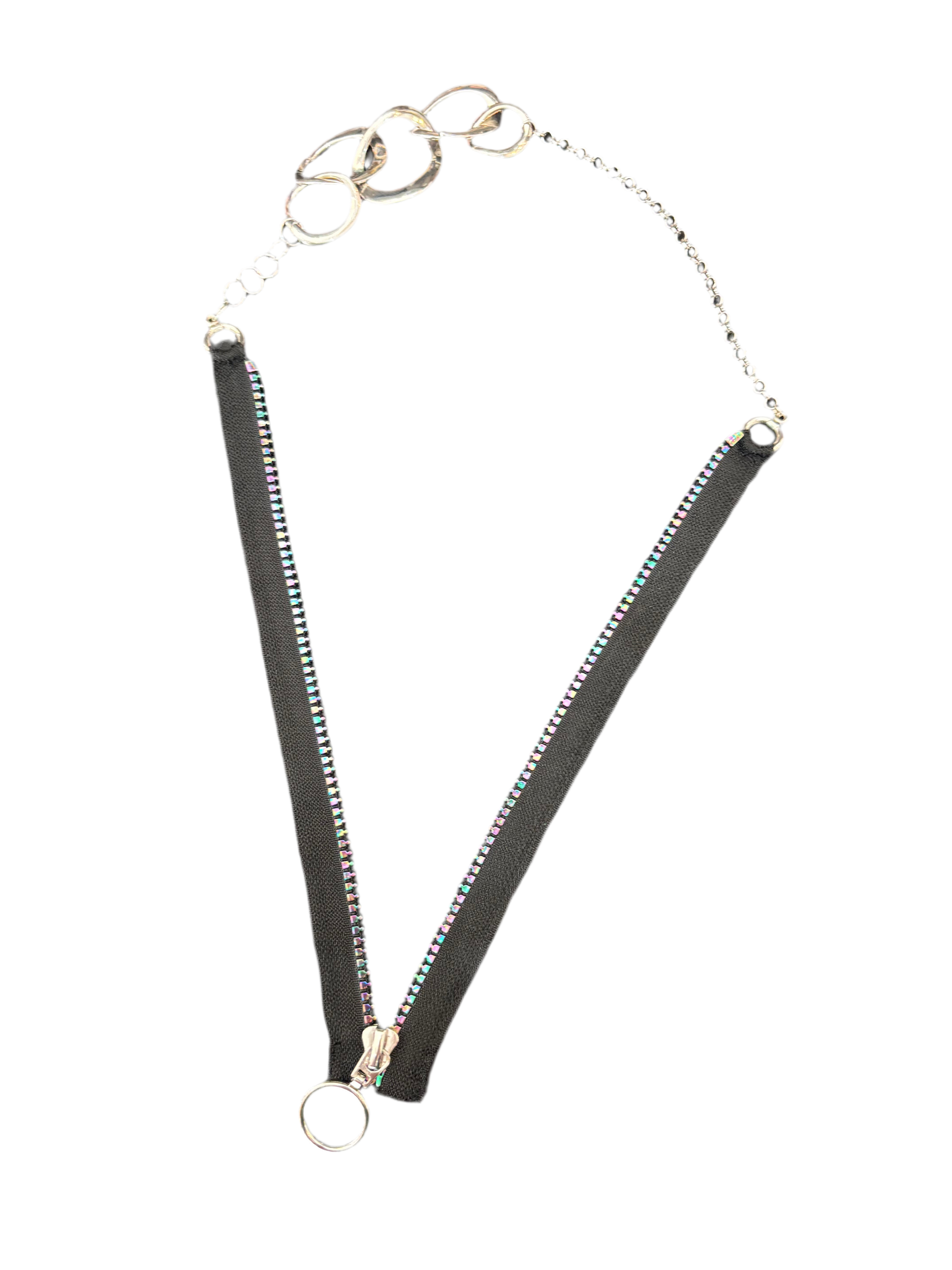 Collier zip et chaîne fait main