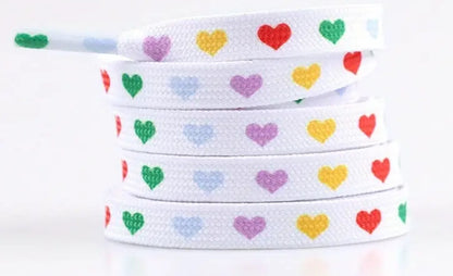 Hearts on white shoelaces ( various colours)