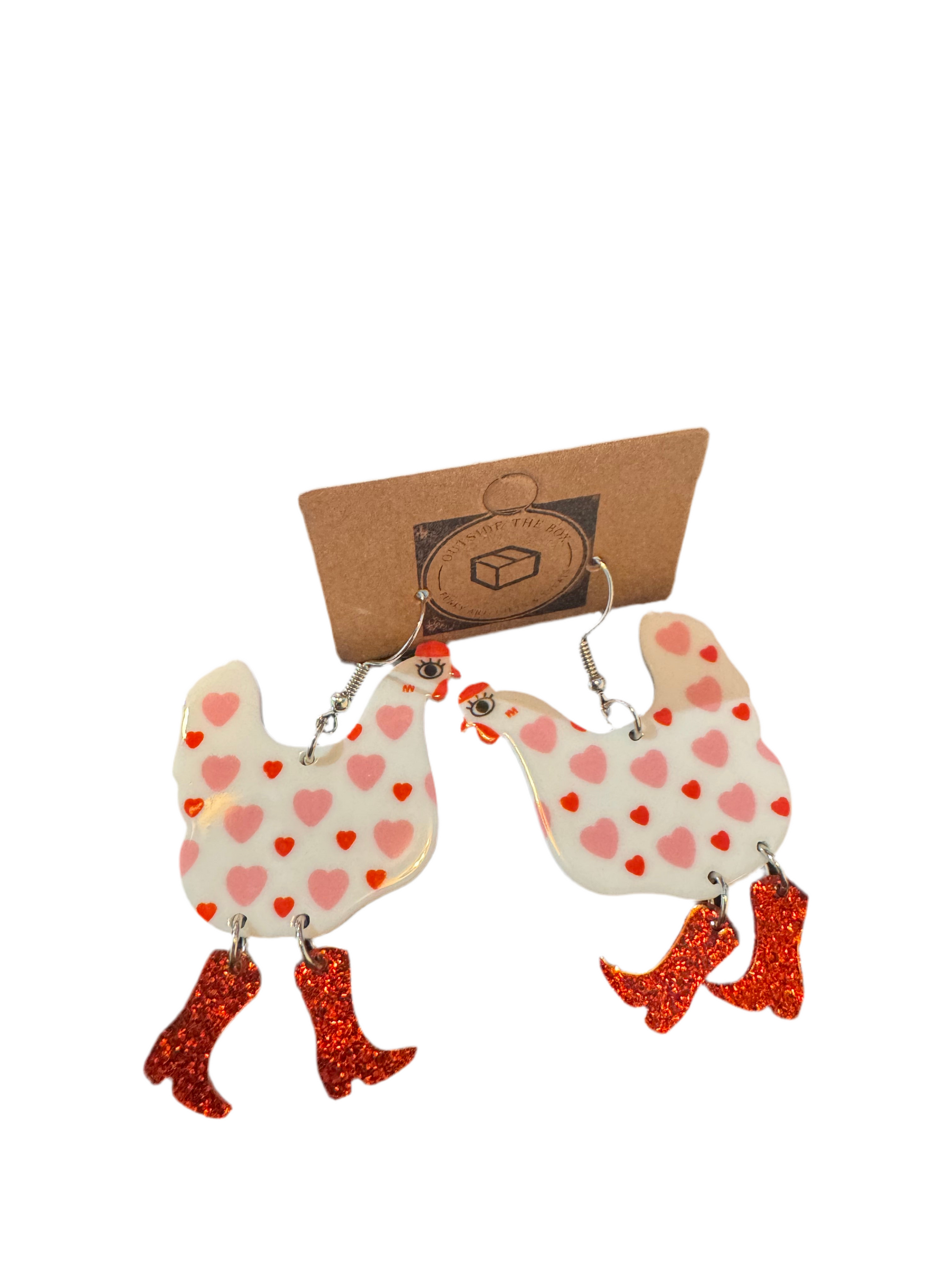 Love chicken earrings